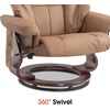 image:imageMCombo Manual Swivel Recliner with Ottoman Reclining Chair with Vibration Massage for Small Spaces Living Room Office Faux Leather 9068 Dark BrownCognac