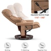 image:imageMCombo Manual Swivel Recliner with Ottoman Reclining Chair with Vibration Massage for Small Spaces Living Room Office Faux Leather 9068 Dark BrownCognac
