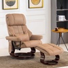 image:imageMCombo Manual Swivel Recliner with Ottoman Reclining Chair with Vibration Massage for Small Spaces Living Room Office Faux Leather 9068 Dark BrownCognac