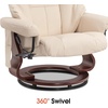 image:imageMCombo Manual Swivel Recliner with Ottoman Reclining Chair with Vibration Massage for Small Spaces Living Room Office Faux Leather 9068 Dark BrownCream White
