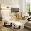 image:imageMCombo Manual Swivel Recliner with Ottoman Reclining Chair with Vibration Massage for Small Spaces Living Room Office Faux Leather 9068 Dark BrownCream White