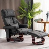 image:imageMCombo Manual Swivel Recliner with Ottoman Reclining Chair with Vibration Massage for Small Spaces Living Room Office Faux Leather 9068 Dark BrownDark Grey