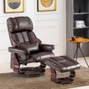 image:imageMCombo Manual Swivel Recliner with Ottoman Reclining Chair with Vibration Massage for Small Spaces Living Room Office Faux Leather 9068 Dark BrownDark Brown
