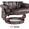 image:imageMCombo Manual Swivel Recliner with Ottoman Reclining Chair with Vibration Massage for Small Spaces Living Room Office Faux Leather 9068 Dark BrownDark Brown