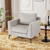 image:imageMCombo Modern Accent Chair Faux Leather Lounge Armchair with Sloped Arms for Living Room Office Reception Waiting Room 4629 1 GreyBeige