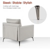 image:imageMCombo Modern Accent Chair Faux Leather Lounge Armchair with Sloped Arms for Living Room Office Reception Waiting Room 4629 1 GreyBeige