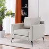 image:imageMCombo Modern Accent Chair Faux Leather Lounge Armchair with Sloped Arms for Living Room Office Reception Waiting Room 4629 1 GreyBeige