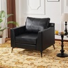 image:imageMCombo Modern Accent Chair Faux Leather Lounge Armchair with Sloped Arms for Living Room Office Reception Waiting Room 4629 1 GreyBlack