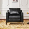 image:imageMCombo Modern Accent Chair Faux Leather Lounge Armchair with Sloped Arms for Living Room Office Reception Waiting Room 4629 1 GreyBlack