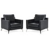 image:imageMCombo Modern Accent Chair Faux Leather Lounge Armchair with Sloped Arms for Living Room Office Reception Waiting Room 4629 1 GreyBlack
