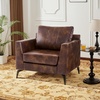 image:imageMCombo Modern Accent Chair Faux Leather Lounge Armchair with Sloped Arms for Living Room Office Reception Waiting Room 4629 1 GreyBrown