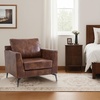 image:imageMCombo Modern Accent Chair Faux Leather Lounge Armchair with Sloped Arms for Living Room Office Reception Waiting Room 4629 1 GreyBrown