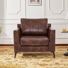 image:imageMCombo Modern Accent Chair Faux Leather Lounge Armchair with Sloped Arms for Living Room Office Reception Waiting Room 4629 1 GreyBrown