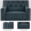 image:imageMCombo Modern Accent Chair with High Legs Chenille Upholstered Single Sofa Chair with Tufted Button Back amp Ergonomic Armrests Solid Wood Legs for Living Room Bedroom 4260 Light BlueLight Blue
