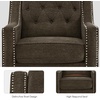 image:imageMCombo Modern Accent Chair with High Legs Chenille Upholstered Single Sofa Chair with Tufted Button Back amp Ergonomic Armrests Solid Wood Legs for Living Room Bedroom 4260 Light BlueBrown