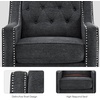 image:imageMCombo Modern Accent Chair with High Legs Chenille Upholstered Single Sofa Chair with Tufted Button Back amp Ergonomic Armrests Solid Wood Legs for Living Room Bedroom 4260 Light BlueGrey
