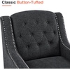 image:imageMCombo Modern Accent Chair with High Legs Chenille Upholstered Single Sofa Chair with Tufted Button Back amp Ergonomic Armrests Solid Wood Legs for Living Room Bedroom 4260 Light BlueGrey