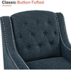 image:imageMCombo Modern Accent Chair with High Legs Chenille Upholstered Single Sofa Chair with Tufted Button Back amp Ergonomic Armrests Solid Wood Legs for Living Room Bedroom 4260 Light BlueLight Blue
