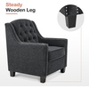 image:imageMCombo Modern Accent Chair with High Legs Chenille Upholstered Single Sofa Chair with Tufted Button Back amp Ergonomic Armrests Solid Wood Legs for Living Room Bedroom 4260 Light BlueGrey