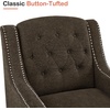 image:imageMCombo Modern Accent Chair with High Legs Chenille Upholstered Single Sofa Chair with Tufted Button Back amp Ergonomic Armrests Solid Wood Legs for Living Room Bedroom 4260 Light BlueBrown