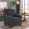 image:imageMCombo Modern Accent Chair with High Legs Chenille Upholstered Single Sofa Chair with Tufted Button Back amp Ergonomic Armrests Solid Wood Legs for Living Room Bedroom 4260 Light BlueGrey
