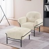 image:imageMCombo Modern Accent Chair with Ottoman Chenille Upholstered Leisure Sofa Chair for Small Space Living Room amp Bedroom 4071 BeigeBeige