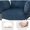 image:imageMCombo Modern Accent Chair with Ottoman Chenille Upholstered Leisure Sofa Chair for Small Space Living Room amp Bedroom 4071 BeigeBlue