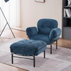image:imageMCombo Modern Accent Chair with Ottoman Chenille Upholstered Leisure Sofa Chair for Small Space Living Room amp Bedroom 4071 BeigeBlue