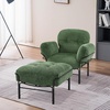 image:imageMCombo Modern Accent Chair with Ottoman Chenille Upholstered Leisure Sofa Chair for Small Space Living Room amp Bedroom 4071 BeigeGreen