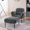 image:imageMCombo Modern Accent Chair with Ottoman Chenille Upholstered Leisure Sofa Chair for Small Space Living Room amp Bedroom 4071 BeigeGrey