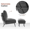 image:imageMCombo Modern Accent Chair with Ottoman Leathaire Fabric Armless Chair Upholstered Leisure Chairs for Small Space Living Room amp Bedroom LW951 SaddleDark Grey
