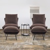 image:imageMCombo Modern Accent Chair with Ottoman Leathaire Fabric Armless Chair Upholstered Leisure Chairs for Small Space Living Room amp Bedroom LW951 SaddleDark Brown