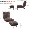 image:imageMCombo Modern Accent Chair with Ottoman Leathaire Fabric Armless Chair Upholstered Leisure Chairs for Small Space Living Room amp Bedroom LW951 SaddleDark Brown
