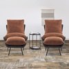 image:imageMCombo Modern Accent Chair with Ottoman Leathaire Fabric Armless Chair Upholstered Leisure Chairs for Small Space Living Room amp Bedroom LW951 SaddleSaddle