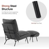 image:imageMCombo Modern Accent Chair with Ottoman Leathaire Fabric Armless Chair Upholstered Leisure Chairs for Small Space Living Room amp Bedroom LW951 SaddleDark Grey