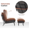 image:imageMCombo Modern Accent Chair with Ottoman Leathaire Fabric Armless Chair Upholstered Leisure Chairs for Small Space Living Room amp Bedroom LW951 SaddleSaddle