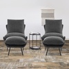 image:imageMCombo Modern Accent Chair with Ottoman Leathaire Fabric Armless Chair Upholstered Leisure Chairs for Small Space Living Room amp Bedroom LW951 SaddleDark Grey