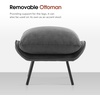image:imageMCombo Modern Accent Chair with Ottoman Leathaire Fabric Armless Chair Upholstered Leisure Chairs for Small Space Living Room amp Bedroom LW951 SaddleDark Grey