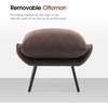image:imageMCombo Modern Accent Chair with Ottoman Leathaire Fabric Armless Chair Upholstered Leisure Chairs for Small Space Living Room amp Bedroom LW951 SaddleDark Brown