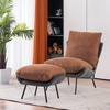 image:imageMCombo Modern Accent Chair with Ottoman Leathaire Fabric Armless Chair Upholstered Leisure Chairs for Small Space Living Room amp Bedroom LW951 SaddleSaddle