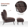 image:imageMCombo Modern Accent Chair with Ottoman Leathaire Fabric Armless Chair Upholstered Leisure Chairs for Small Space Living Room amp Bedroom LW951 SaddleDark Brown