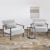 image:imageMCombo Modern Accent Chairs Chenille Upholstered Armchair Ergonomics Lounge Chair for Living Room HQ417 1 Dark BlueSilver White