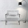 image:imageMCombo Modern Accent Chairs Chenille Upholstered Armchair Ergonomics Lounge Chair for Living Room HQ417 1 Dark BlueSilver White