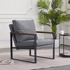 image:imageMCombo Modern Accent Chairs Faux Leather Upholstered Living Room Armchairs Waiting Room Guest Chair for Bedroom Office HQ304 1 GreyGrey