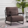 image:imageMCombo Modern Accent Chairs Upholstered Reading Chair Wooden Armrests Guest Chair for Living Room Bedroom Office HQ102 1 SaddleBrown