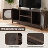 image:imageMCombo Modern TV Stand for 65 Inch TV 60 Inch Entertainment Center with Solid Rubber Wood Storage Space for Living Room Wooden TV Console with Glass Door Adjustable Feet TV325