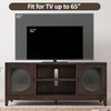 image:imageMCombo Modern TV Stand for 65 Inch TV 60 Inch Entertainment Center with Solid Rubber Wood Storage Space for Living Room Wooden TV Console with Glass Door Adjustable Feet TV325