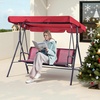 image:imageMCombo Outdoor Patio Canopy Swing Chair 3Person Steel Frame Textilence Seats Swing Glider 4507 BurgundyBurgundy
