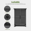 image:imageMCombo Outdoor Storage Cabinet Small Storage Shed with Removable Shelf Wood Garden Shed with 2 Doors for Yard Patio Lawn 246 x 183 x 382 inch 0985 BrownGray
