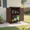 image:imageMCombo Outdoor Storage Cabinet Small Storage Shed with Removable Shelf Wood Garden Shed with 2 Doors for Yard Patio Lawn 246 x 183 x 382 inch 0985 BrownBrown
